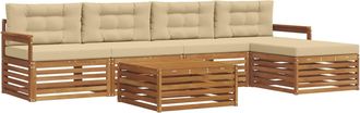 vidaXL Conjunto De Sof&aacute;s De Exterior 6 Uds. Natural Y Beige Vidaxl