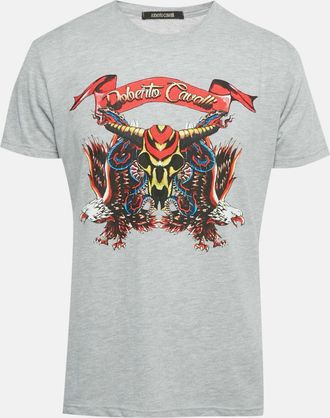 Roberto Cavalli Grey Eagle Print Jersey T-Shirt