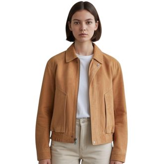 Infinity Leather Dames beige leren Biker Blouson Bomber Oversized Jas - Sibiu