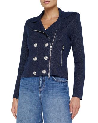 L'agence LAgence Chia Metallic Knit Biker