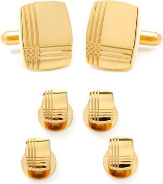 Cufflinks Inc. Tartan Embossed Cuff Links & Shirt Studs Set in Gold at Nordstrom