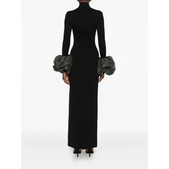 Solace London High Neck with Ruffled Cuffs Dress - Black