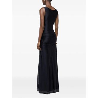 Paco Rabanne Mesh-Detailed Cowl Neckline Evening Dress - Black
