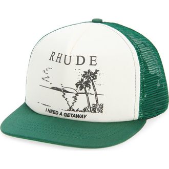 Rhude I Need a Getaway Snapback Trucker Hat in Green/White at Nordstrom