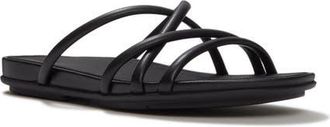 FitFlop Gracie Leather Strappy Slides in All Black at Nordstrom, Size 11