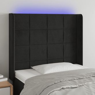 vidaXL Cabecero Con Led De Terciopelo Negro 93x16x118/128 Cm Vidaxl