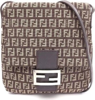 Fendi Pre-owned Cross Body Bags, female, Brown, Size: ONE SIZE Pre-owned Canvas Cross Body Bag