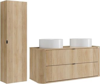 VENTE-UNIQUE.COM Conjunto de ba&ntilde;o madera color natural claro