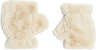 Apparis Ariel Faux Fur Fingerless Gloves in Latte at Nordstrom