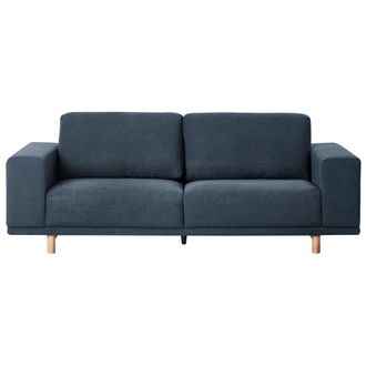 Beliani Sof&aacute; 3 Plazas Moderno De Tela Estilo Retro Reposabrazos Anchos Azul Nivala