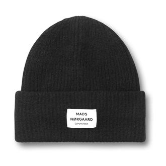 Mads Norgaard Geribbeld Zwart Wollen Muts - Dames - Hoeden - Zwart - ONE Size - Wol - Accessoires