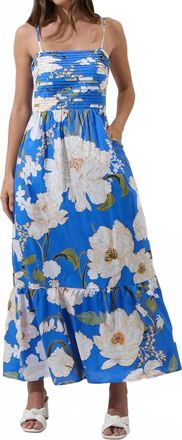 Sugarlips The Charleston Floral Maxi Dress In Blue/cream