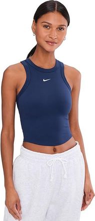 Nike One Fitted Dri-FIT Cropped Tank Top Womens Clothing Midnight Navy/White : LG (US 12-14), Elastane/Polyester