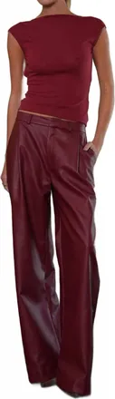 Parentezi Milo Faux Leather Pant In Cherry Red