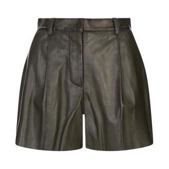 P.A.R.O.S.H. P.a.r.o.s.h., Korte Broeken, Dames, Groen, S, Groene Leren Bermuda Shorts
