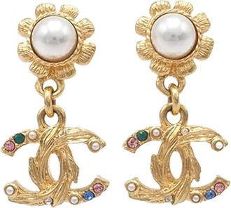 Chanel Orecchini CC placcati oro con perle sintetiche e strass 2022