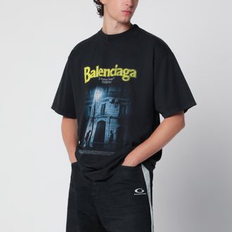 Balenciaga T-shirt The Address in jersey nero slavato