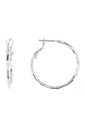 Nordstrom Rack 30mm Textured Hoop Earrings in Rhodium at Nordstrom Rack