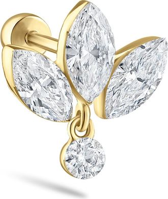 Maria Tash Invisible Diamond Lotus with Dangle Singled Threaded Stud Earring in Yellow Gold at Nordstrom, Size 6