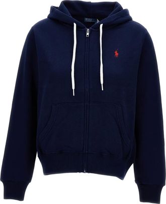 Polo Ralph Lauren Hoodie met borduurwerk en rits - Blauw