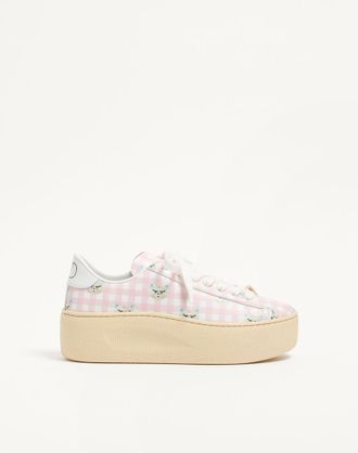 Valentino Garavani Sneaker Flatform Royco In Vitello Nappato Vichy Le Chat De La Maison Donna BIANCO 35.5