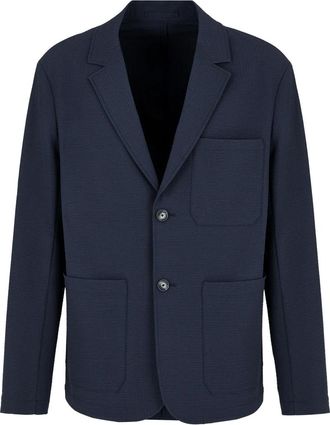 Emporio Armani Seersucker Monopetto Jas - Heren - Blazers - Blauw - L - Jassen