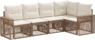 vidaXL Conjunto De Sof&aacute;s De Jard&iacute;n 5 Uds. Beige Y Blanco Crema Vidaxl