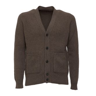 FILIPPO DE LAURENTIIS Wool Cashmere Ribbed V-Neck Cardigan