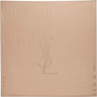 Saint Laurent Grand Logo-jacquard Silk Scarf - Beige - One Size