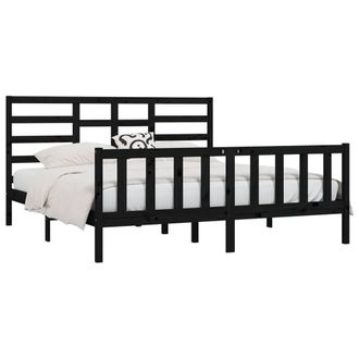 Berkfield Home Beautiful Bed Frame Black Solid Wood Pine 200x200 cm