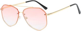 Generic Large Frame Metal Women Sunglasses Outdoor Commuter Party Sun Glasses(Orange)