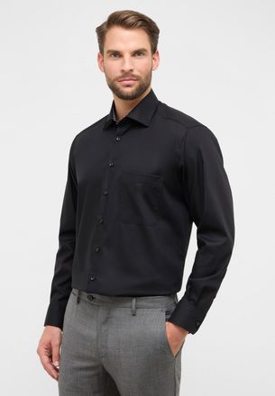 Eterna Langarmhemd ETERNA COMFORT FIT, Herren, Gr. 39, Normalgr&ouml;ssen, schwarz, Popeline, 100% Baumwolle, normal, Manschette, Hemden Langarmhemd, NON IRON (b&uuml;