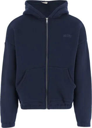 Autry Cotton Zip-Up Hoodie With Front Pockets And Embroidered Logo