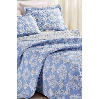 Luxury Home Floral Print Microfiber Quilt Set in Serena at Nordstrom Rack, Size King