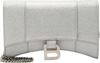 Balenciaga Silver Cotton Hourglass Xs Wallet On Chain (Authentic Pre-Loved)