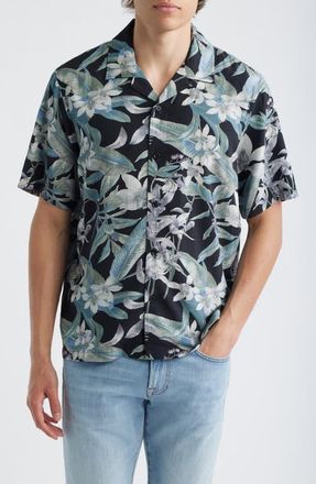 Rag & Bone Avery Tropical Floral Camp Shirt in Blacktropi at Nordstrom, Size Xx-Large