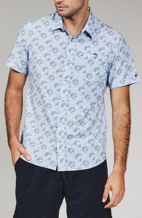 7 Diamonds Rubens Print Short Sleeve Button-Up Shirt in Light Blue at Nordstrom, Size Xx-Large