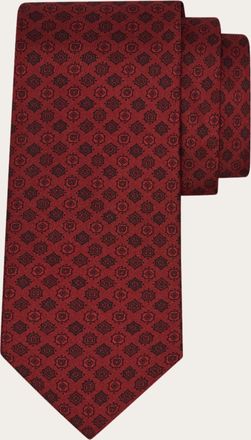 Ferragamo Men Micro pattern silk tie Red