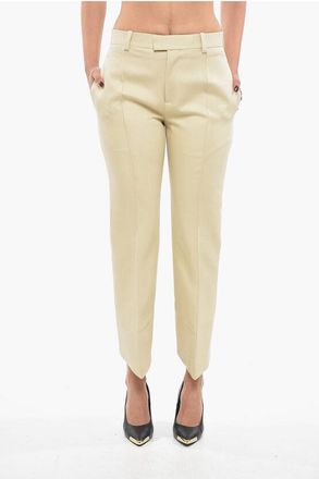 Bottega Veneta Cotton Front-pleated Pants with Curved Design size 36