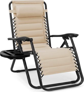 Best Choice Products Padded Zero Gravity Chair with Side Tray & Adjustable Headrest