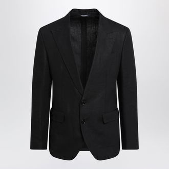 Dolce & Gabbana Single-breasted jacket in black linen canvas