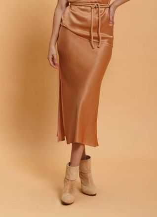 Cali Dreaming Slip Midi Skirt In Dune