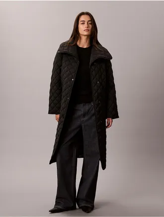 Calvin Klein Womens Quilted Liner Coat - Black - XL