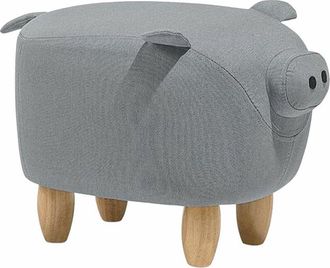 Beliani Pouf Animaletto a Forma di Maialino in Tessuto Grigio Gambe in Legno Piggy