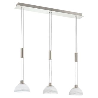 Loops Pendant Light Colour Satin Nickel Shade White Glass Alabaster Bulb LED 3x6W in Metallics