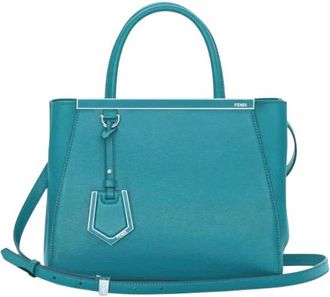 Fendi 2Jours Teal Leather Tote