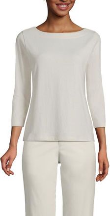 Lands End Mariner Jersey Boatneck Top in Oyster at Nordstrom, Size X-Small