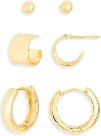 Nordstrom Rack 3-Pack Hoop & Stud Earrings in Gold at Nordstrom Rack