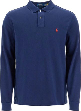 Polo Ralph Lauren Iconisch Poloshirt met Lange Mouwen en Pony-logo - Heren - Polos - Blauw - S - Katoen - Tops