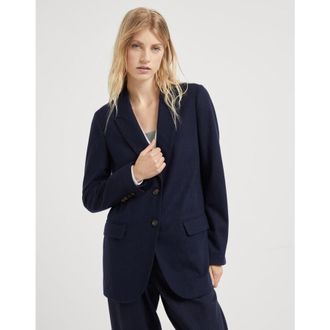 Brunello Cucinelli WomenS Navy Wool Tailored Blazer, Size 6